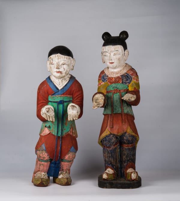 Unknown, Joseon Dynasty (1392–1897), Pair of Buddhist Attendant Boys (Dong-ja), late 17th to early 18th Century