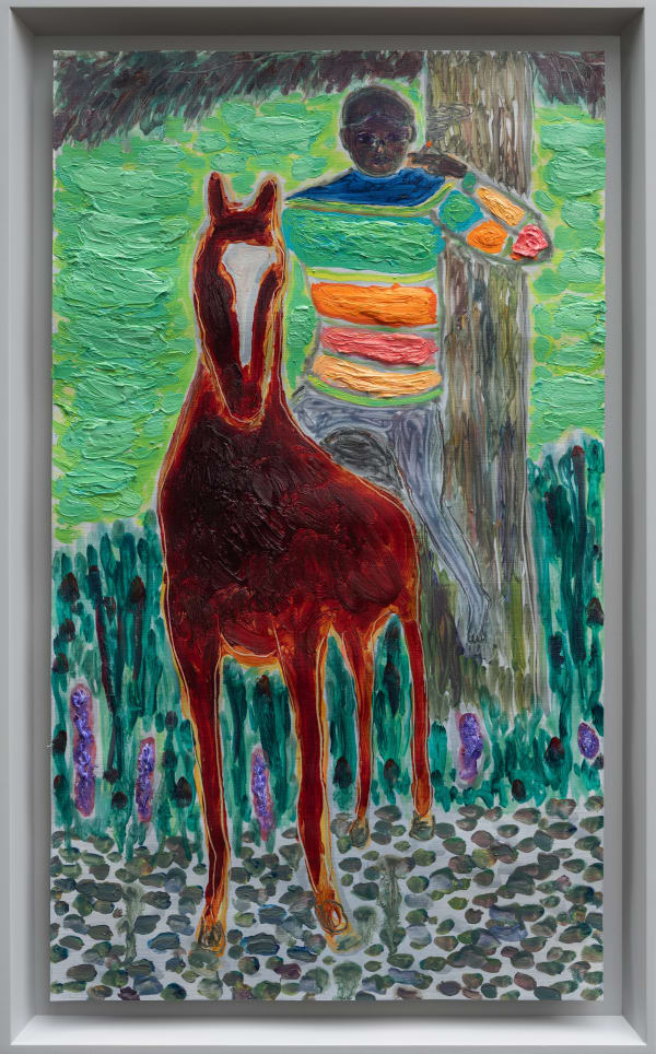 Grgur Akrap, Horseman with violet flowers, 2025