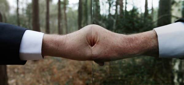 Jonny Briggs, Untitled (Father's clenched fist with flipped photograph of Father's clenched fist), 2016