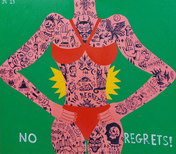Joachim Lambrechts, No regrets (female torso on green background), 2023