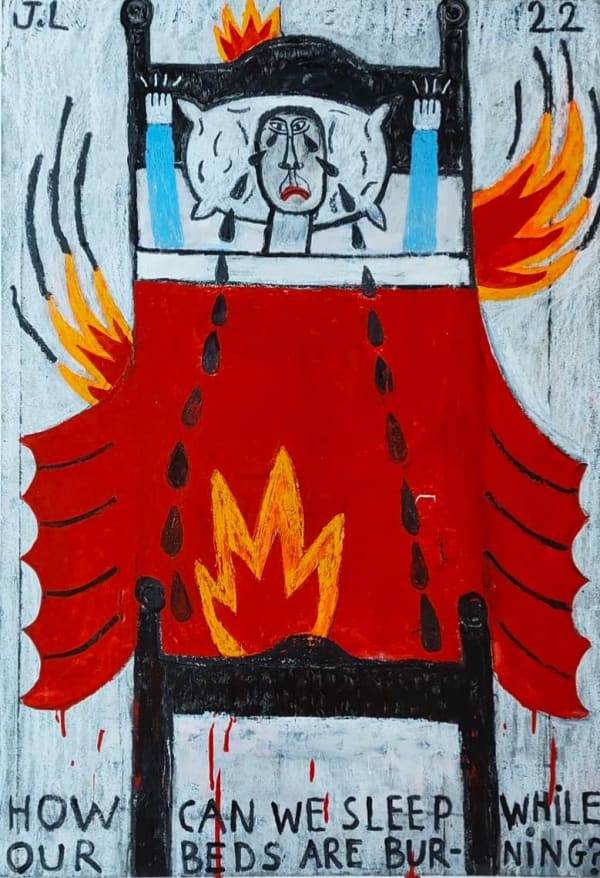 Joachim Lambrechts, How can we sleep while our beds are burning?, 2022