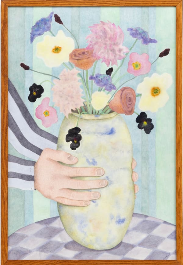 Maeve van Klaveren, Flowers in a Striped Room, 2025