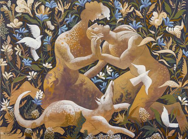 Nazir Tanbouli, Golden Couple with a dog, 2023