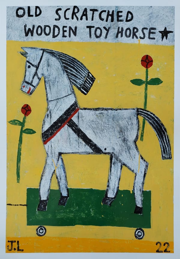 Joachim Lambrechts, Old scratched wooden toy horse, 2022