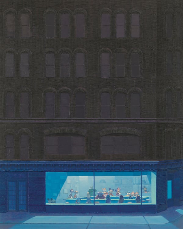 Zhang Gong 張 弓, Café in Grey and Blue 《咖啡館灰藍》, 2013