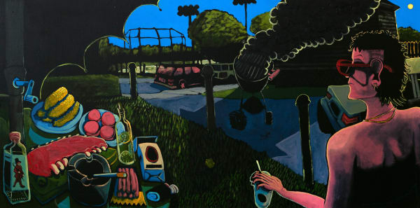 Campbell-Lynn McLean, On Hissing Lawn, oin on canvas, 36 x 72in