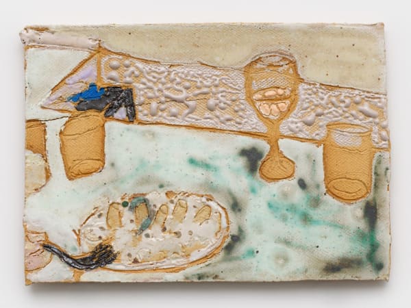 Raina Lee b. 1976Ensaladilla Rusa in Barcelona, 2025 Signed verso stoneware and glazes 4 1/4 x 6 1/4 in 10.8 x 15.9 cm