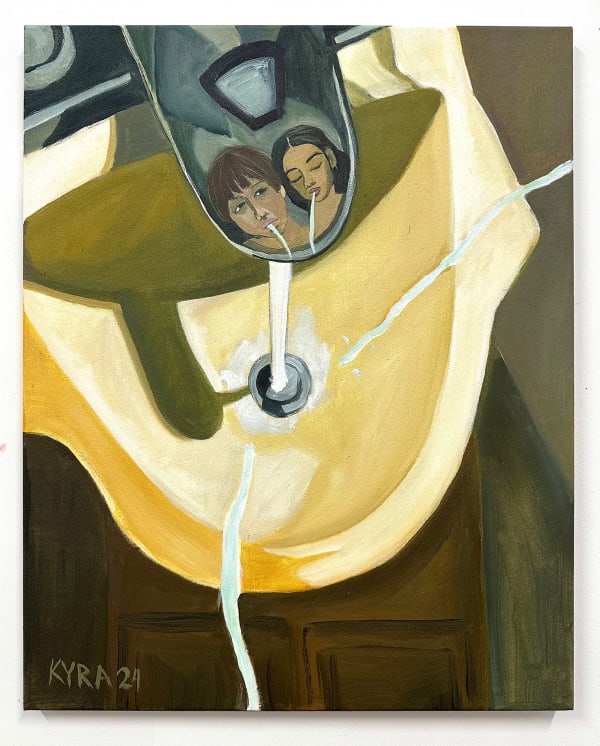Kyra Gregory Fountain, 2024 acrylic on canvas 25x20in Signed recto