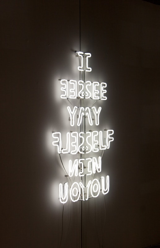 Alexandra Grant I see my self in you, 2013 Coated glass tubing, argon gas, transformer and mirror 51 x 16 x 2 inches Edition of 3 A portion of the proceeds from this edition benefit the Los Angeles Nomadic Division (LAND) SOLD OUT