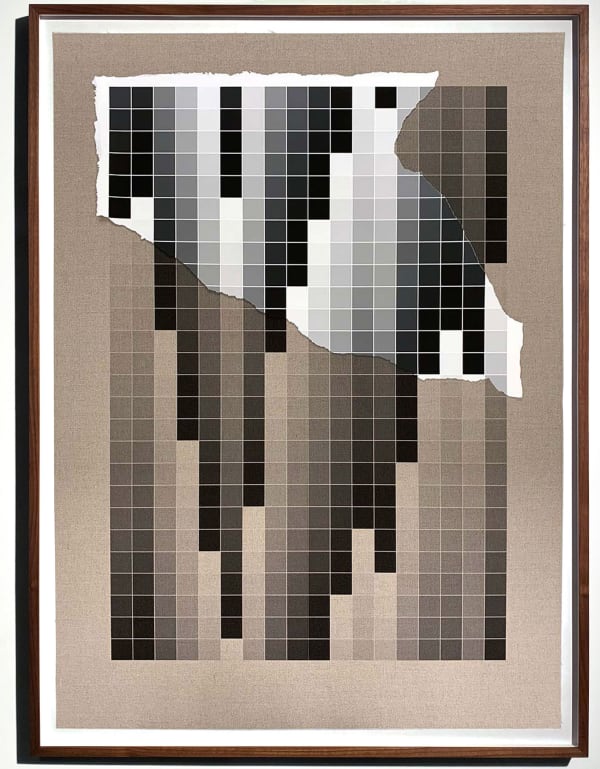 Analia Saban, Transcending Pigment from Paint to Canvas, from Canvas to Paint (Black and White), 2020