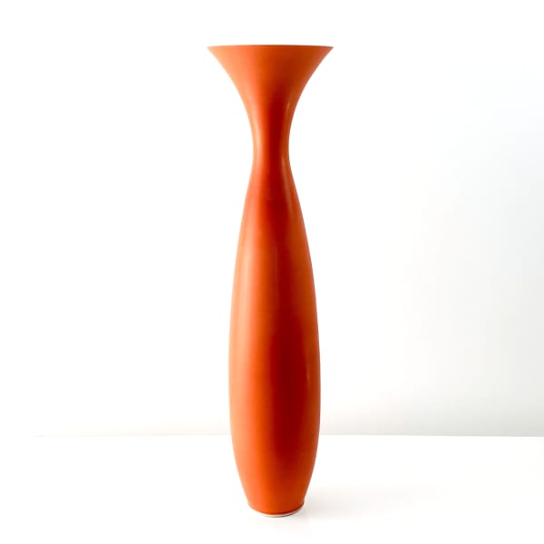 Anna Silverton Porcelain vase Bright Orange smooth matt, 2023 Porcelain with Bright Orange Glaze 53.5 x 13.5 cm 21 1/16 x 5 5/16 in