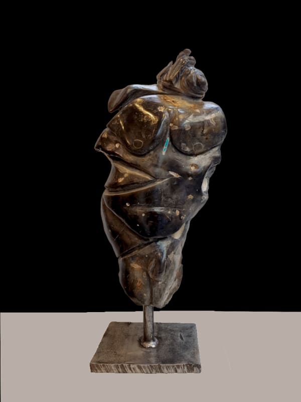 Drew Edwards Bust , 2025 Flint and Bisbee Turquoise with steel base 73 x 34 x 20 cm 28 3/4 x 13 3/8 x 7 7/8 in