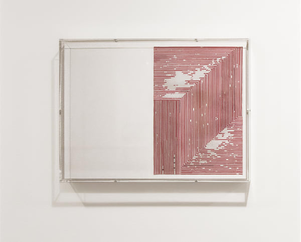 Justin Hibbs The Observer Enamel paint on canvas paper framed in Museum UV perspex 26.5 x 36.5 cm 10 3/8 x 14 3/8 in