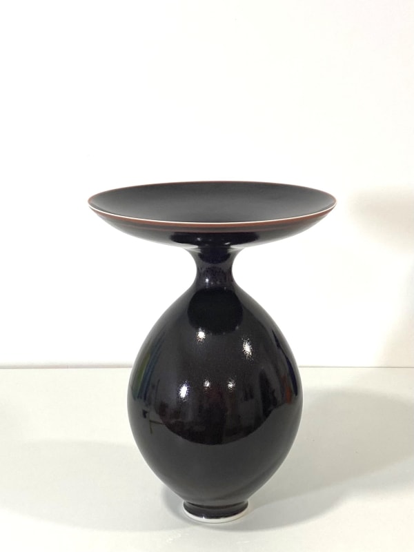 Anna Silverton Porcelain Vase Deep Burgundy, Burnt Orange Banding at Rim, 2024 Porcelain 29 x 21.5 cm 11 7/16 x 8 7/16 in