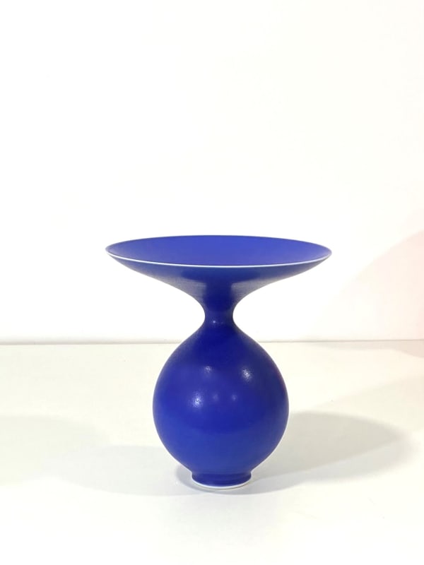 Anna Silverton, Porcelain Vase dark blue, white edge, 2024