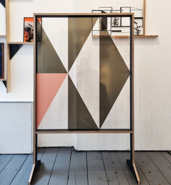 Justin Hibbs Distance Range, 2020 Plywood frame, Acrylic spray paint, and transparent vinyl on perspex 150 x 93.6 cm 59 1/16 x 36 7/8 in