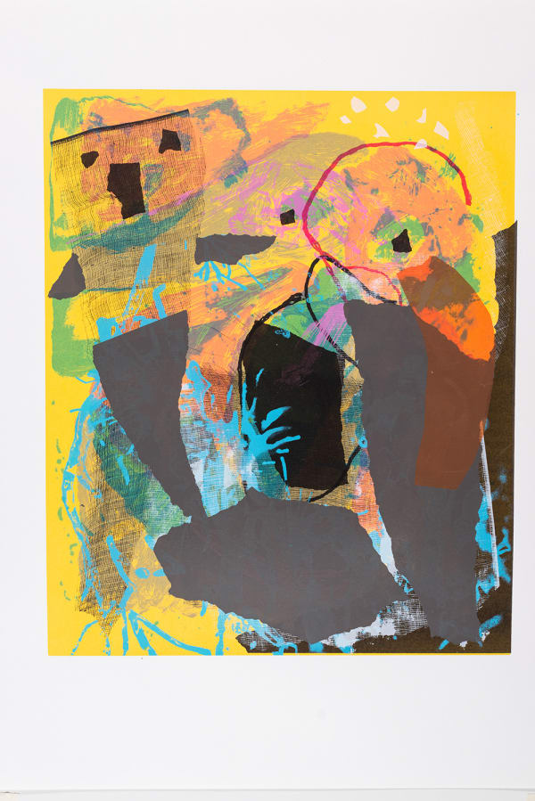 Paul Atkins Floating Forms In A Yellow And Black Landscape, 2005 Screenprint 70 x 50 cm 27 9/16 x 19 11/16 in