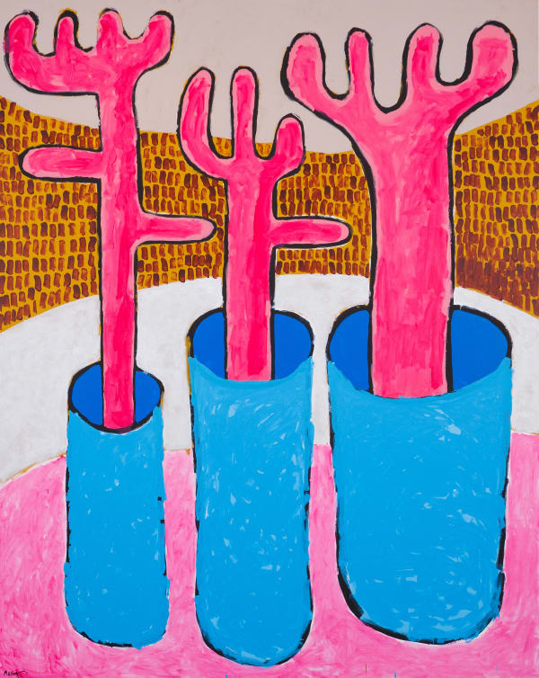 Mohamed Ahmed Ibrahim, 3 Pink Forks in Vase, 2020