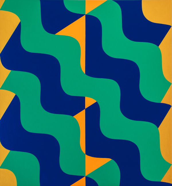 Mohamed Melehi, Moucharabieh in Green and Blue, 2020