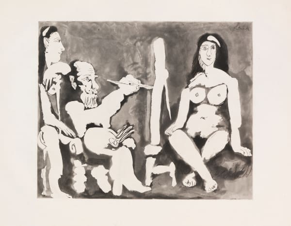 Pablo Picasso, Peintre et Modèle avec une Spectatrice au Bandeau, 1963