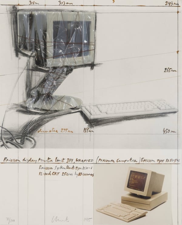 Christo, Ericsson Display Monitor Unit 3111, Wrapped, Project for Personal Computer, 1985