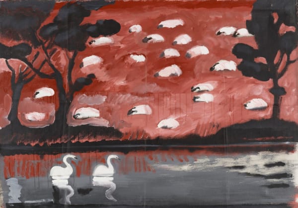 Karl Horst Hödicke 卡尔·霍斯特·霍迪克, Sheep und zwei Schwaene, 1987