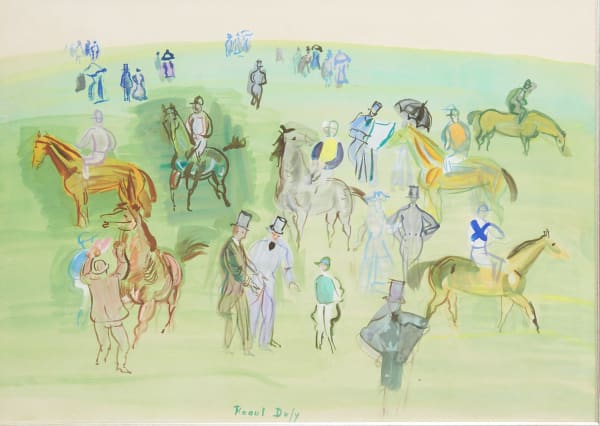 Raoul Dufy Chevaux et Jockeys sur la Pelouse, 1935-40 Gouache and watercolour on paper 48.8 x 64.7 cm. 19 3/16 x 25 ½ in.