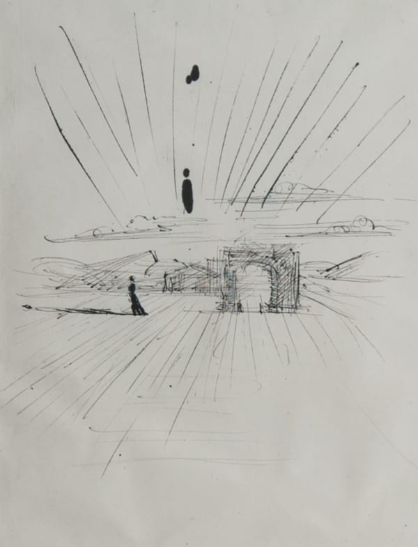 Salvador Dalí, Paysage avec Temple et Arc de Triomphe, 1939