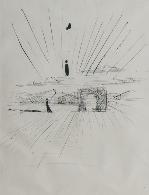 Salvador Dali, Paysage avec Temple et Arc de Triomphe, 1939