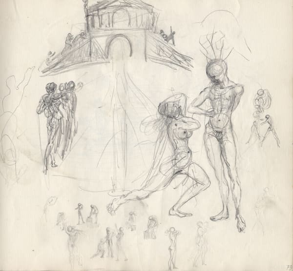Salvador Dalí, Personnages au dessous d'un Temple, c.1938-1939