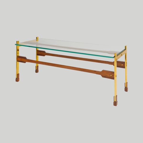 Sculptural Rosewood and Brass Coffee Table