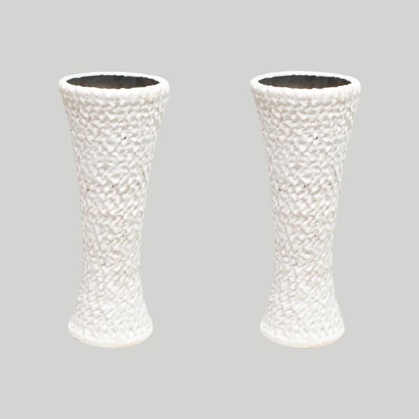 Pair of Bespoke Ceramic Cuneiform Up-Light Lamps