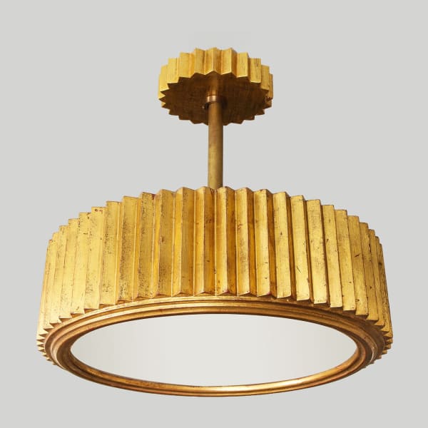Custom Giltwood Hand-Carved Fixture in the Art Deco Manner