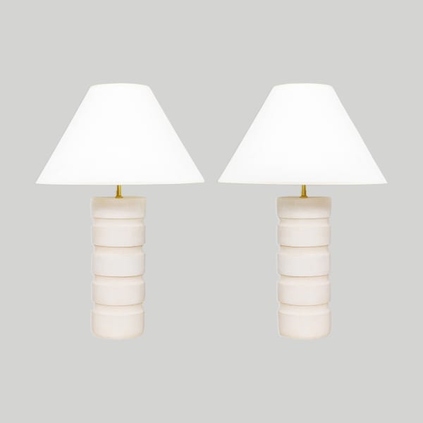 French Bespoke Pair of Oise Ceramic Lamps