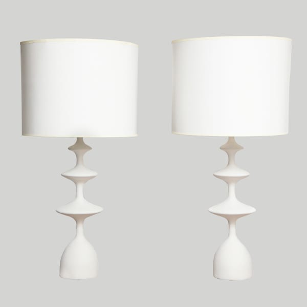 Pair of Custom Sculptural Plaster Table Lamps