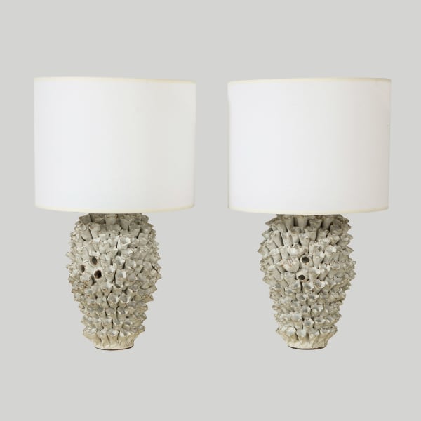 Custom Pair of Barnacle Ceramic Lamps