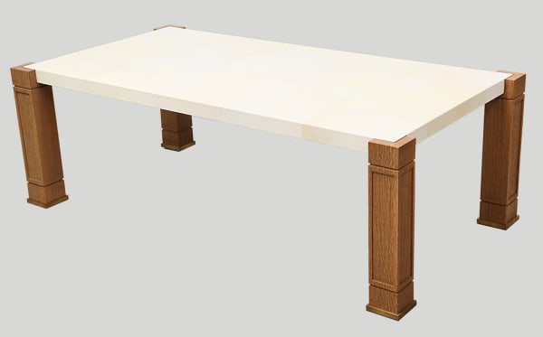 Custom Exquisite Parchment and Cerused Oak Coffee Table