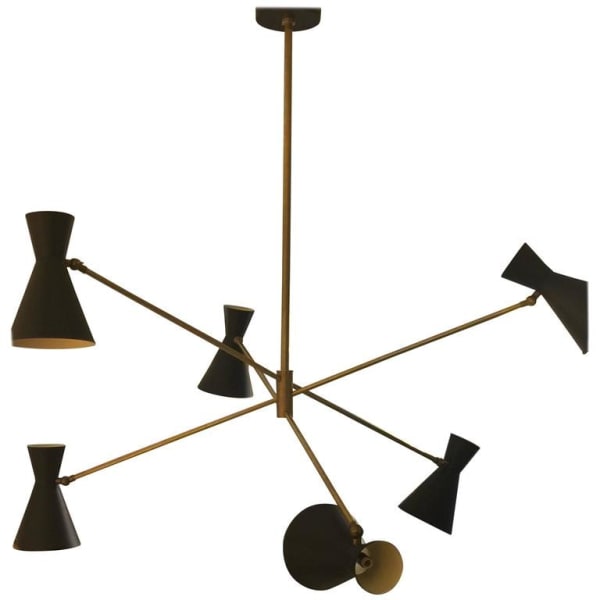 Custom Six-Arm Brass Fixture in the Stilnovo Style