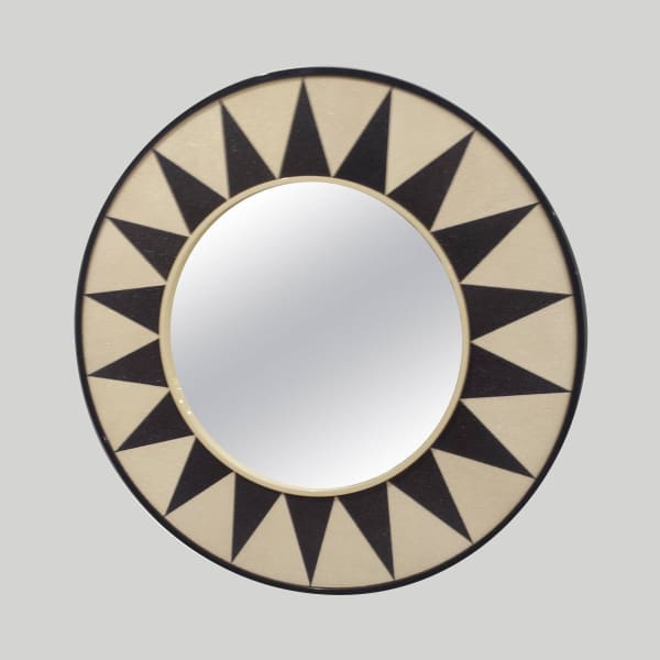 Custom Shagreen Mirror with Sunburst Pattern