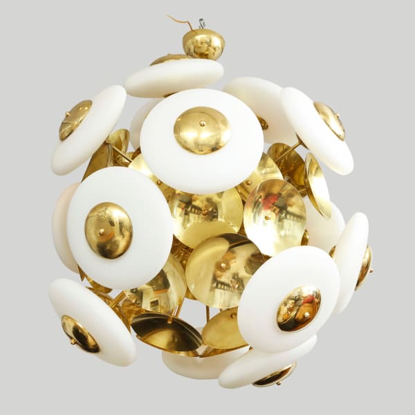 Bespoke Sculptural Italian Modern Brass and Glass Sputnik Chandelier with 45 Arms