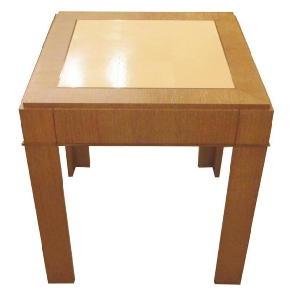 Custom Cerused Oak Side Table with Parchment Top