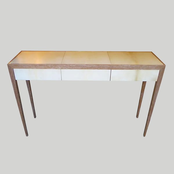 Custom Cerused Oak and Parchment Console Table in the Jean-Michel Frank Manner