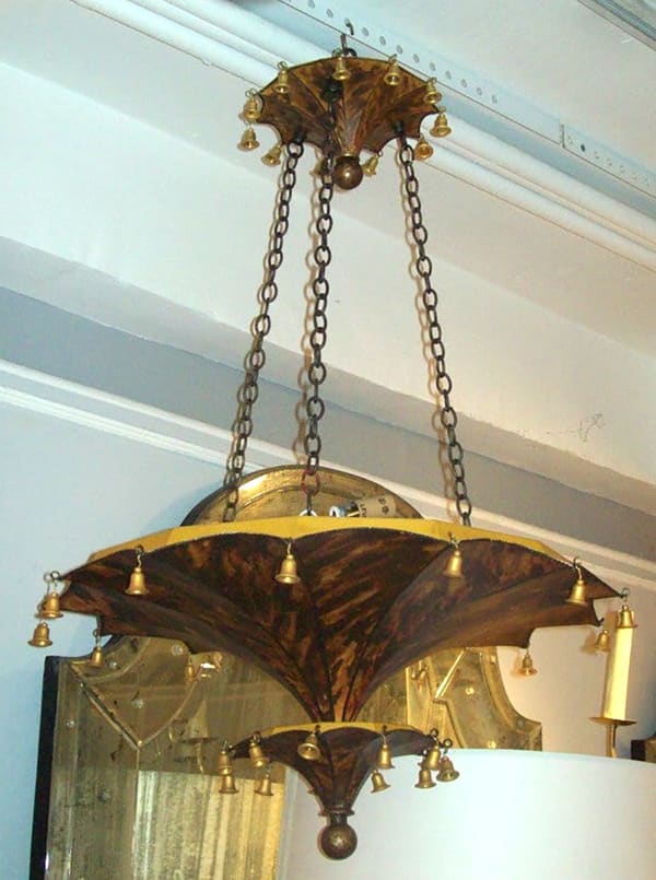 Custom Faux-Tortoise Pagoda Shaped Tole Fixture