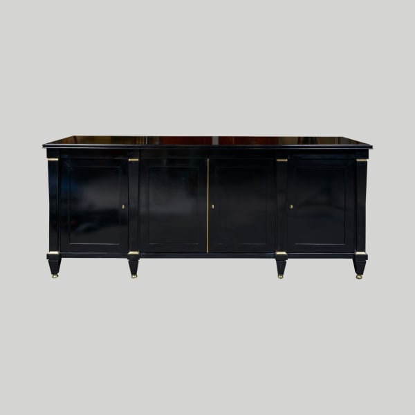 Bespoke Ebonized Architectural Sideboard with Bronze Mounts