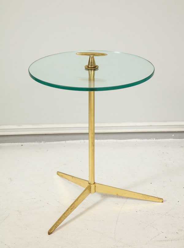 Midcentury Italian Table on Brass Tripod Base