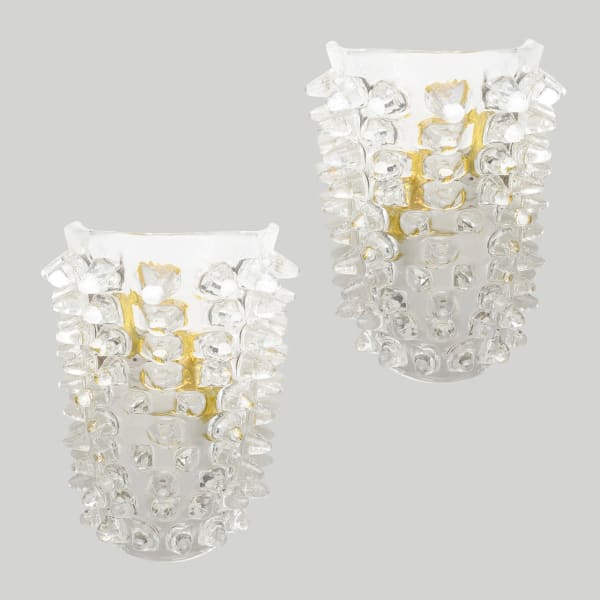 Contemporary Murano Glass Sconces in the Manner of Barovier Toso