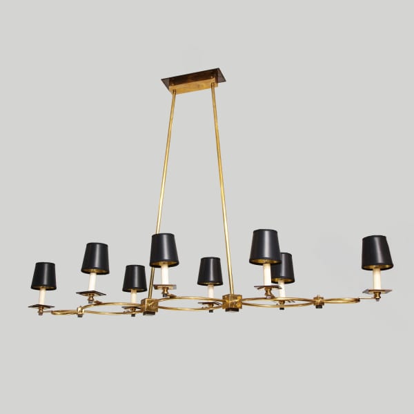 Custom Brass and Bronze Eight-Arm Fixture in the Midcentury Manner