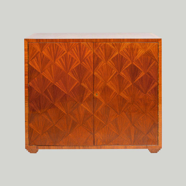 Custom French-inspired Parquetry Sycamore Cabinet in the Jean-Michel Frank Manner