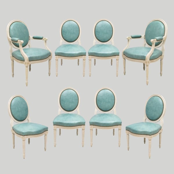 Set of 8 Louis XVI- Style Painted Dining Chairs