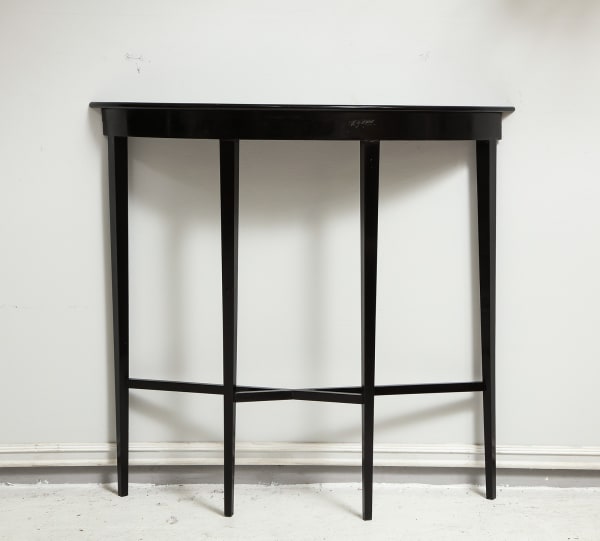 Custom Ebonized Demilune Console on Tapered Legs